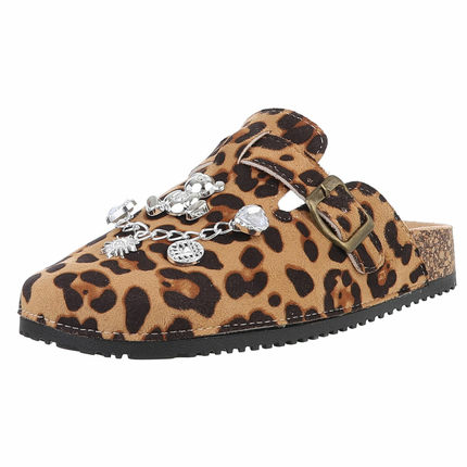 Damen Pantoletten - leopard Gr. 40