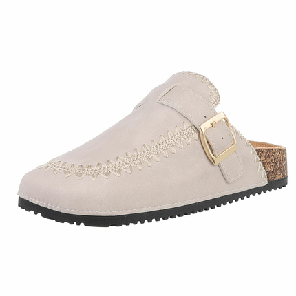 Damen Pantoletten - beige Gr. 39