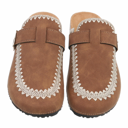 Damen Pantoletten - camel