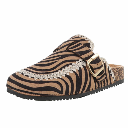 Damen Pantoletten - zebra - 12 Paar