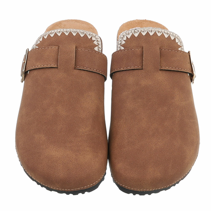 Damen Pantoletten - camel