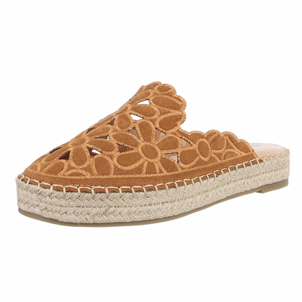 Damen Pantoletten - camel - 12 Paar