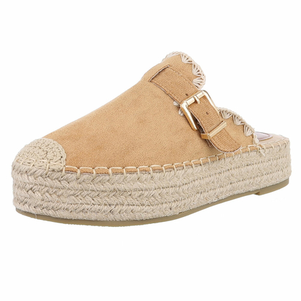 Damen Pantoletten - camel - 12 Paar