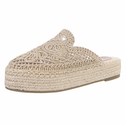 Damen Pantoletten - khaki - 12 Paar