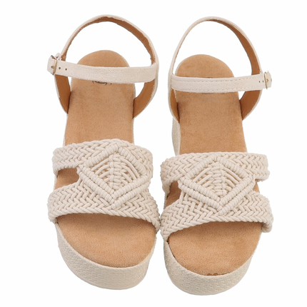 Damen Keilsandaletten - beige