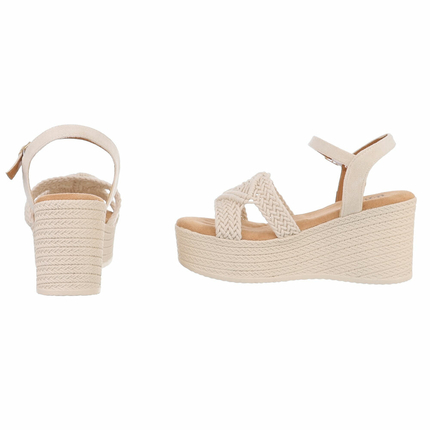 Damen Keilsandaletten - beige
