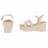 Damen Keilsandaletten - beige