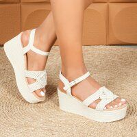 Damen Keilsandaletten - beige
