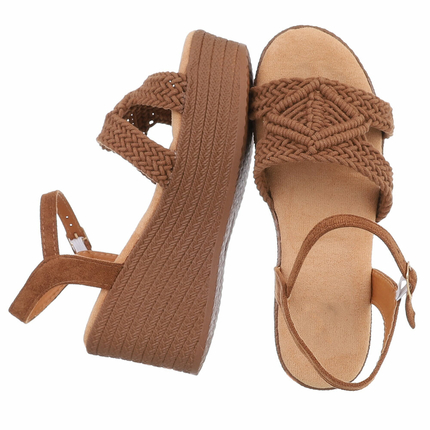 Damen Keilsandaletten - camel