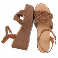 Damen Keilsandaletten - camel