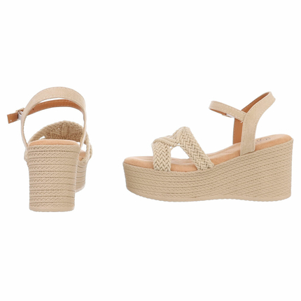 Damen Keilsandaletten - khaki
