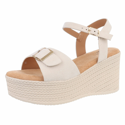 Damen Keilsandaletten - beige