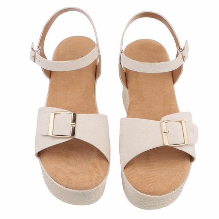 Damen Keilsandaletten - beige