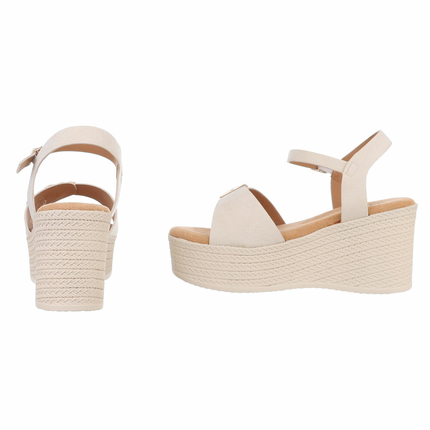 Damen Keilsandaletten - beige