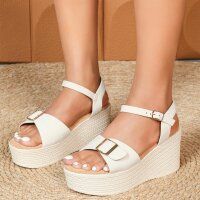 Damen Keilsandaletten - beige