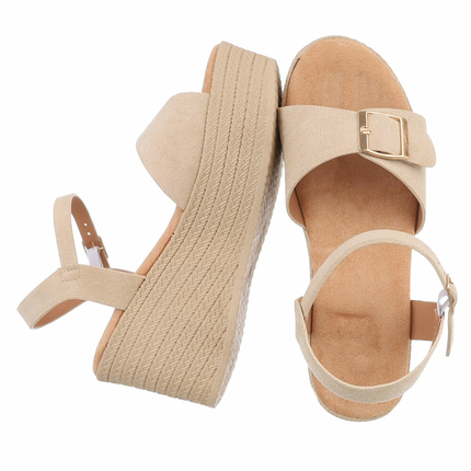 Damen Keilsandaletten - khaki