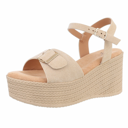 Damen Keilsandaletten - khaki - 12 Paar