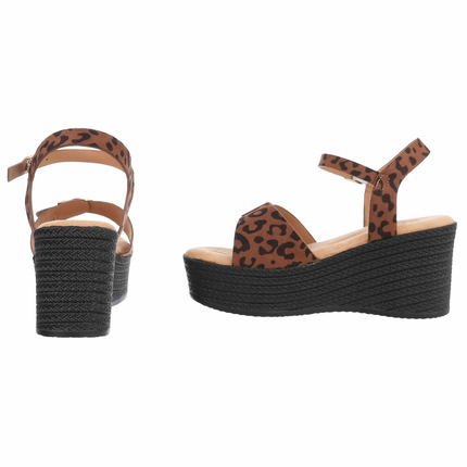 Damen Keilsandaletten - leopard