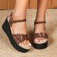 Damen Keilsandaletten - leopard