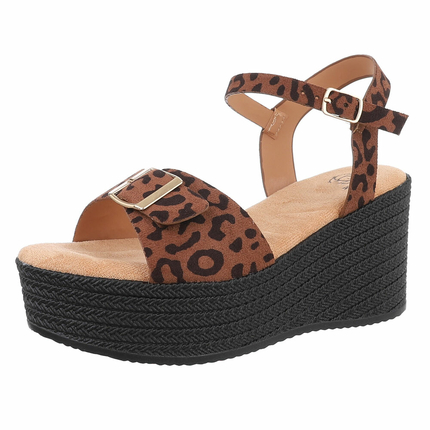 Damen Keilsandaletten - leopard Gr. 37