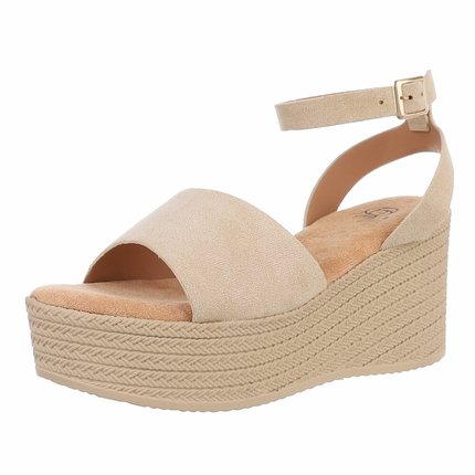 Damen Keilsandaletten - khaki Gr. 38