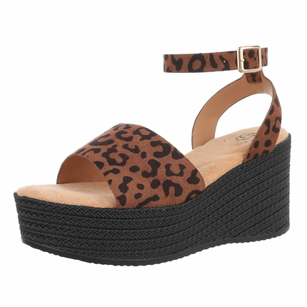 Damen Keilsandaletten - leopard Gr. 39