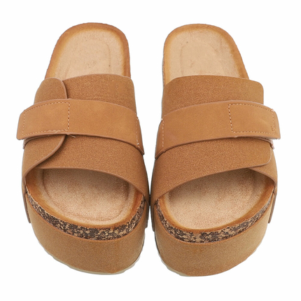 Damen Keilsandaletten - camel