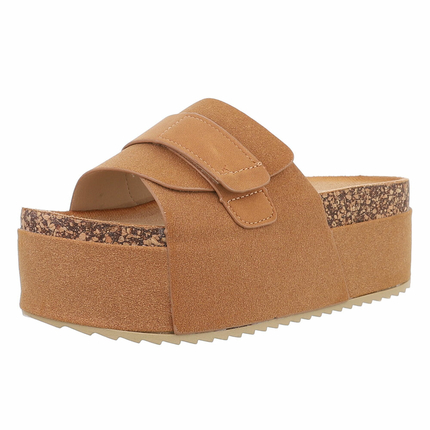 Damen Keilsandaletten - camel Gr. 38