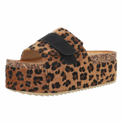 Damen Keilsandaletten - leopard Gr. 36
