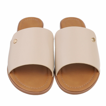 Damen Flache Sandalen - beige