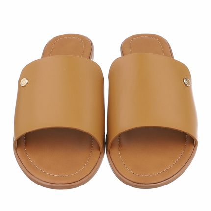 Damen Flache Sandalen - camel