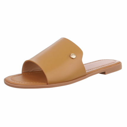 Damen Flache Sandalen - camel Gr. 41