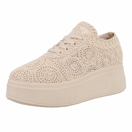 Damen Low-Sneakers - beige Gr. 40