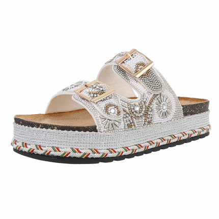 Damen Pantoletten - white - 12 Paar