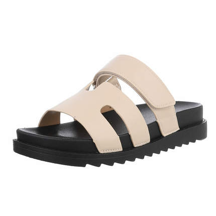 Damen Pantoletten - beige Gr. 37