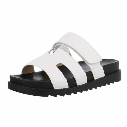 Damen Pantoletten - white - 12 Paar
