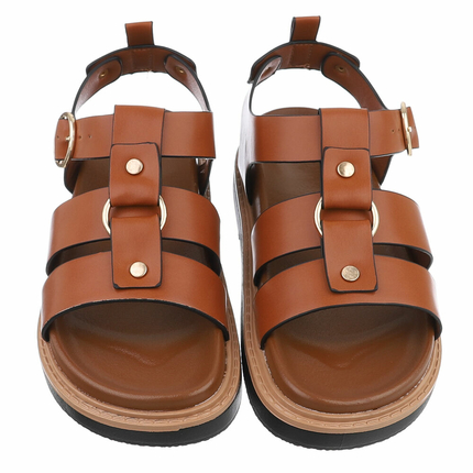 Damen Keilsandaletten - camel