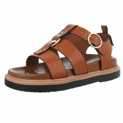 Damen Keilsandaletten - camel - 12 Paar