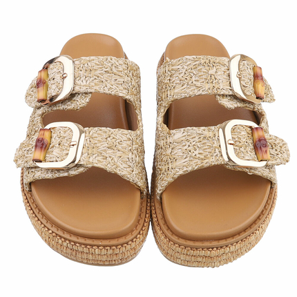 Damen Pantoletten - beige