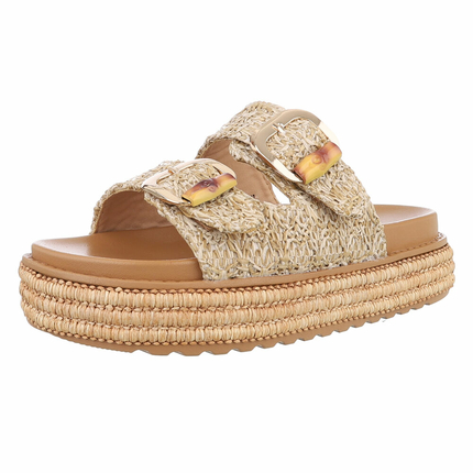 Damen Pantoletten - beige Gr. 40