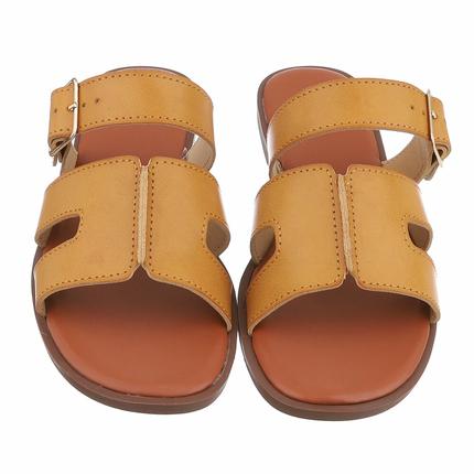 Damen Flache Sandalen - khaki