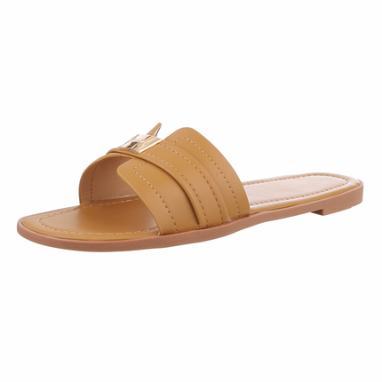 Damen Flache Sandalen - camel Gr. 38