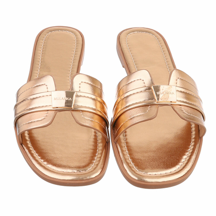 Damen Flache Sandalen - champagne