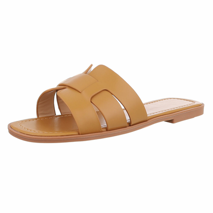 Damen Flache Sandalen - camel Gr. 39