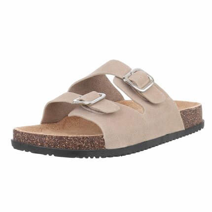 Damen Pantoletten - beige Gr. 40