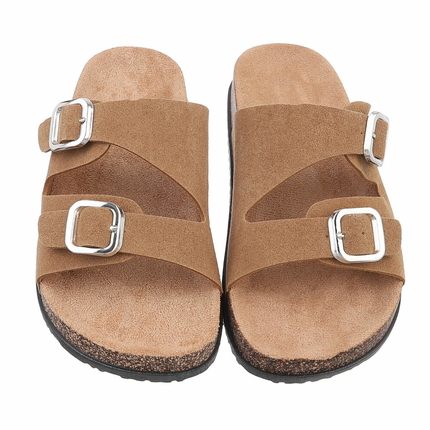 Damen Pantoletten - camel