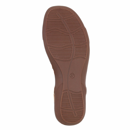 Damen Flache Sandalen - camel