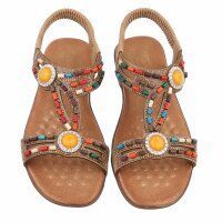 Damen Flache Sandalen - camel