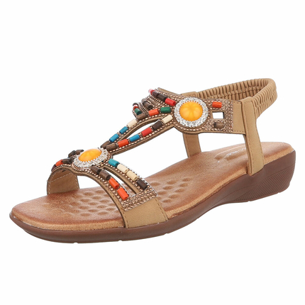 Damen Flache Sandalen - camel Gr. 36