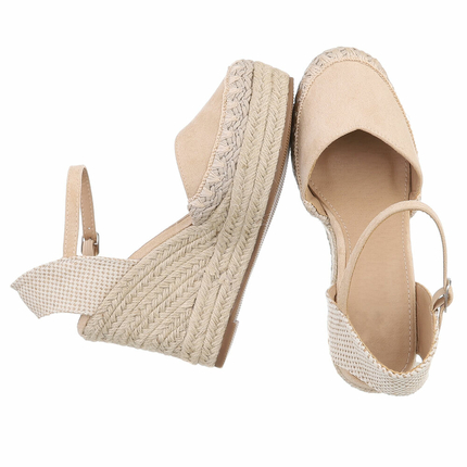 Damen Keilsandaletten - beige
